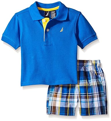 Nautica Baby 2 Piece Polo Set, Blue, 0-3 Months