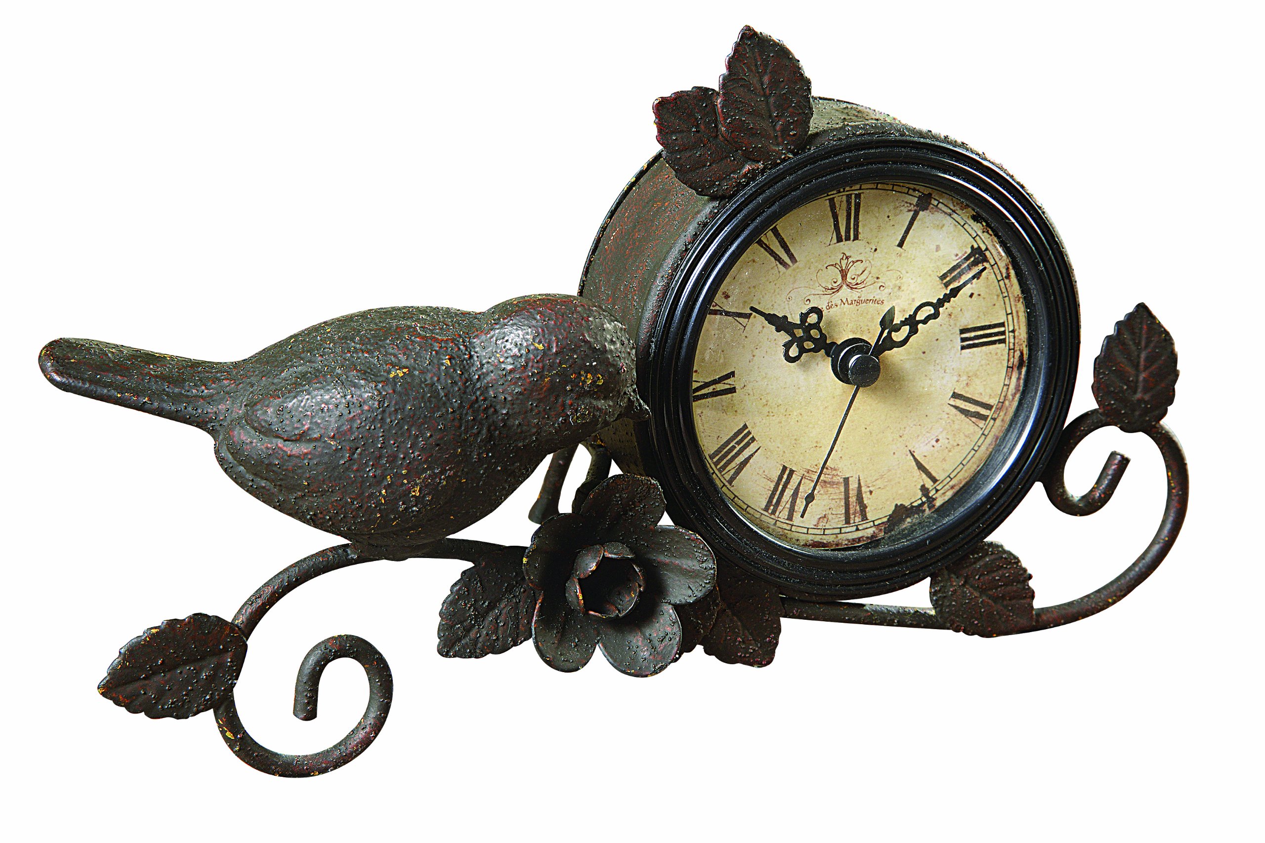 Creative Coop Shabby Cottage Chic Metal Bird Desk Clock Home Decor