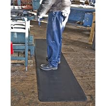 Tough Guy Polyurethane Anti-Fatigue and Anti-Slip Interlocking Mat, Right Section, Black