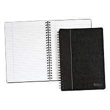 TOPS Black Leatherette Notebook, College Rule, 8.25 x 11.75 Inches, White, 96 Sheets per Pad (25430)