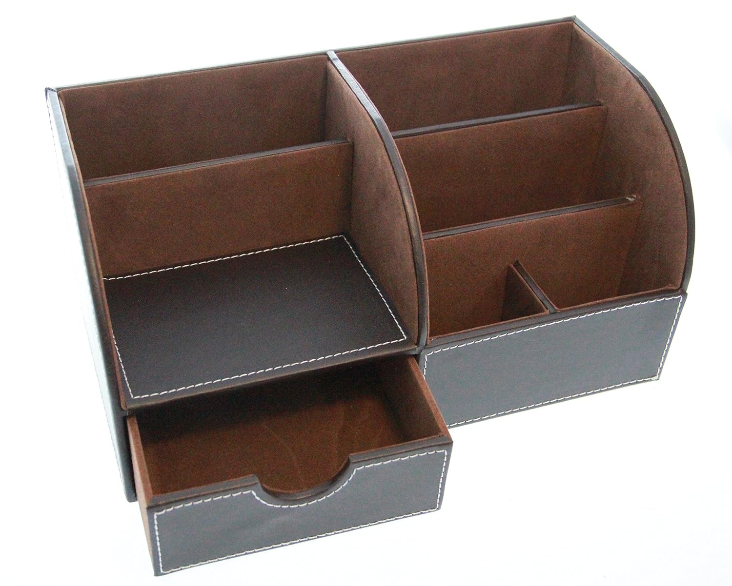 Leather Desktop Supplies Organizer Drawer Storage Desk Shelf Pen Office