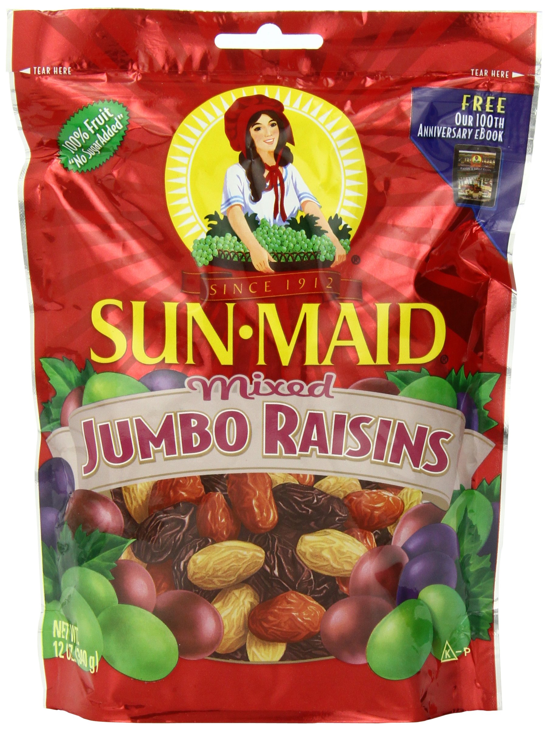 Sun Maid Mixed Jumbo Raisins 12Ounce Pouches (Pack of 5) Sun Maid