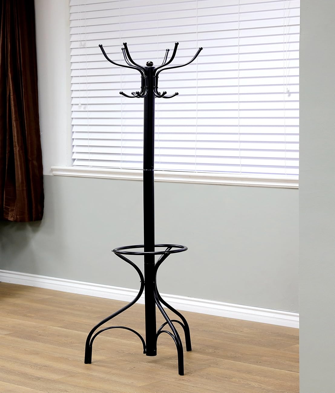 Frenchi Home Furnishing Metal Coat Rack with Umbrella Stand, Black 0