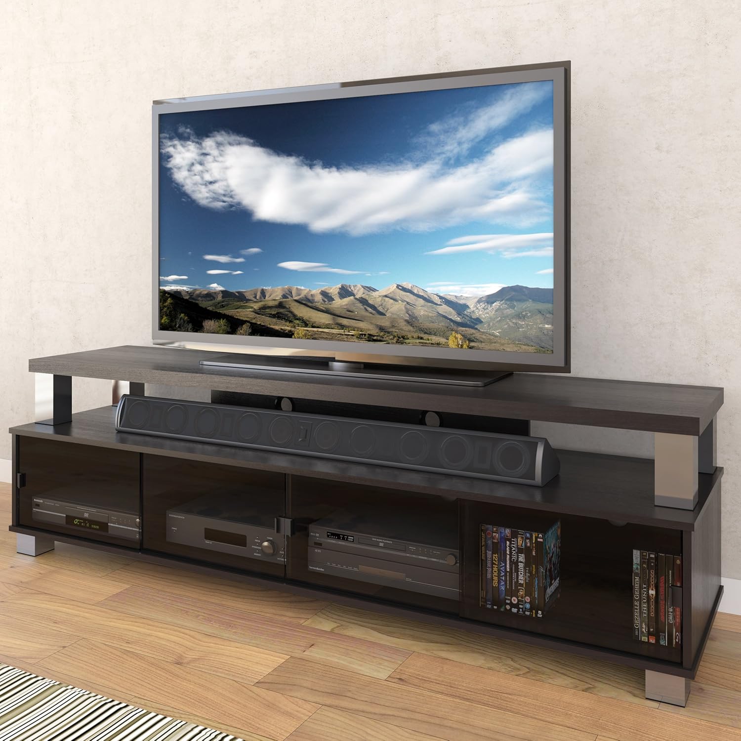 Sonax Bromley 75 inches 2 Tier TV Bench in Ravenwood Black B003RBT