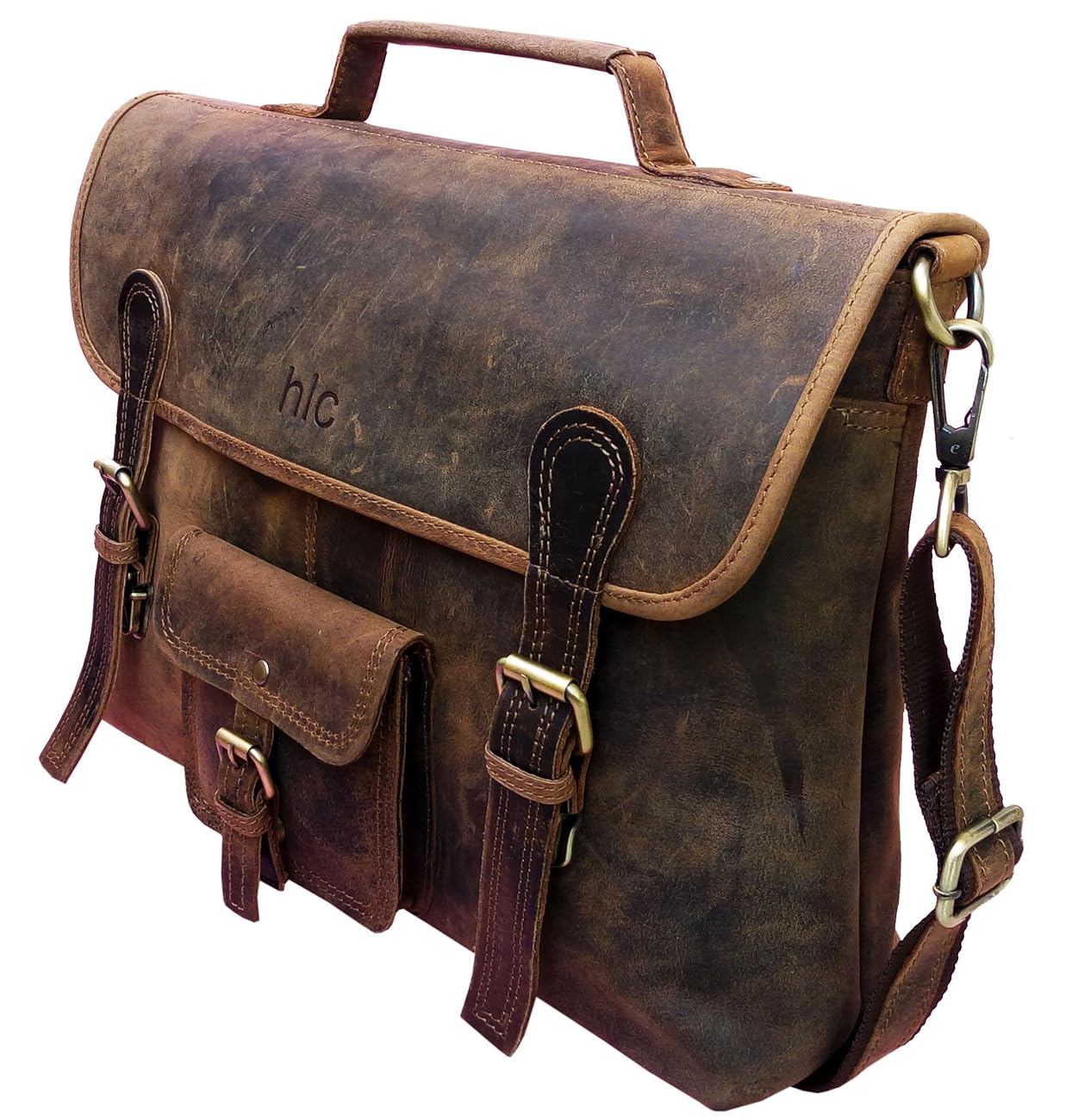 Handolederco. Vintage Leather Laptop Bag 15" Messenger Handmade