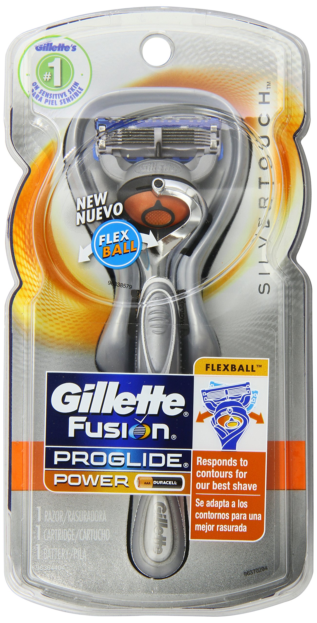 gillette fusion proglide silvertouch power mens razor flexball