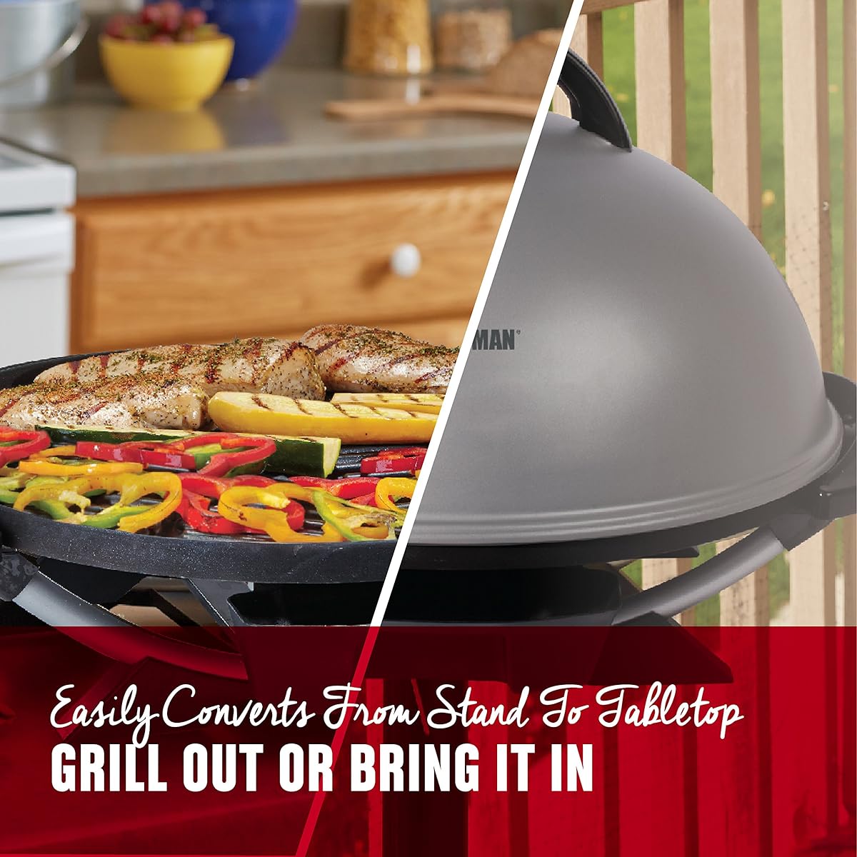 Foreman 15Serving Indoor/Outdoor Electric Grill, Silver, GFO240S