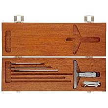 Brown & Sharpe 599-603-143-3 Vernier Depth Gauge, Micrometer Type, 0-3" Range, 0.0001" Graduation, +/-0.003mm Accuracy, 4" Base, 3 Rods