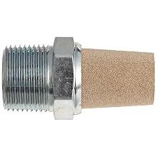 Parker EM75 EM Series Sintered Bronze Muffler/Filter, 3/4" NPT Male, 1-1/6" Hex Size, 250 psi