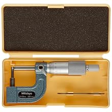 Mitutoyo 115-315 Tube Micrometer, Cylindrical Anvil, Ratchet Stop, 0-25mm Range, 0.01mm Graduation, +/-0.003mm Accuracy, 4.8mm Dia. Spherical Tip