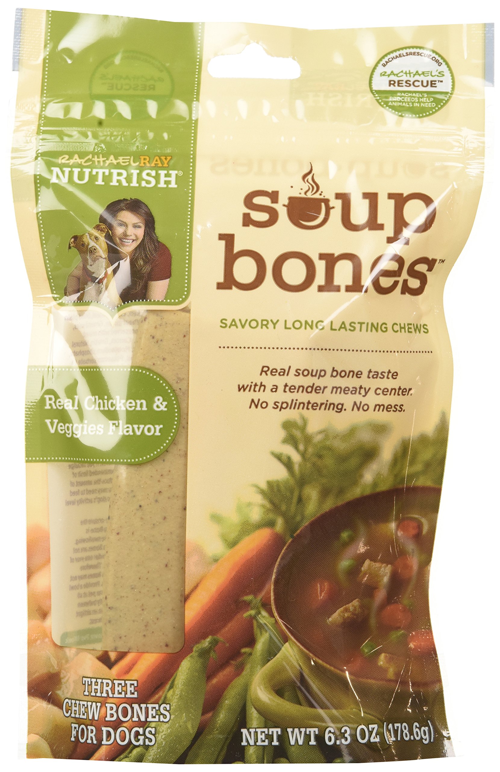 Rachael Ray Nutrish Soup Bones Dog Treats, Chicken Flavor, 3Count