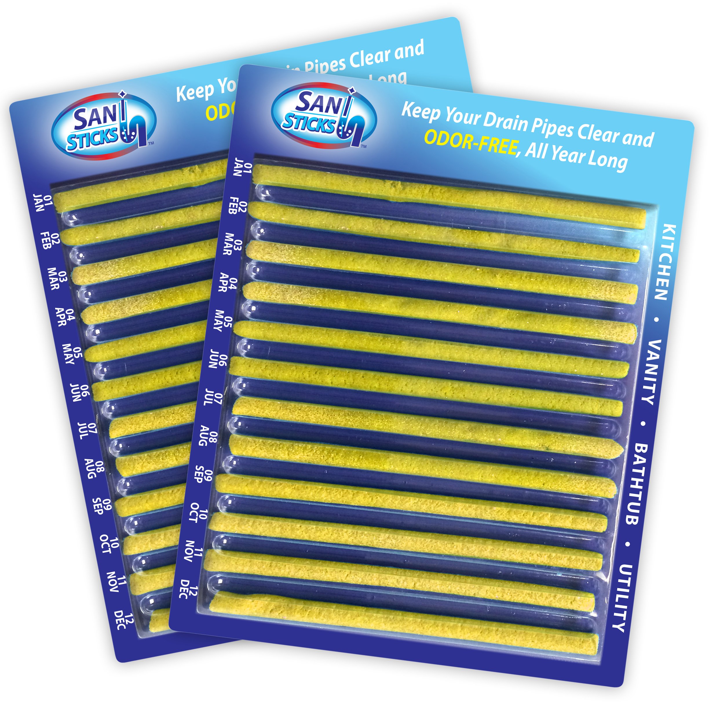 Sani Sticks Lemon Scent Keep Your Drains Clear and OdorFree 24 Pack