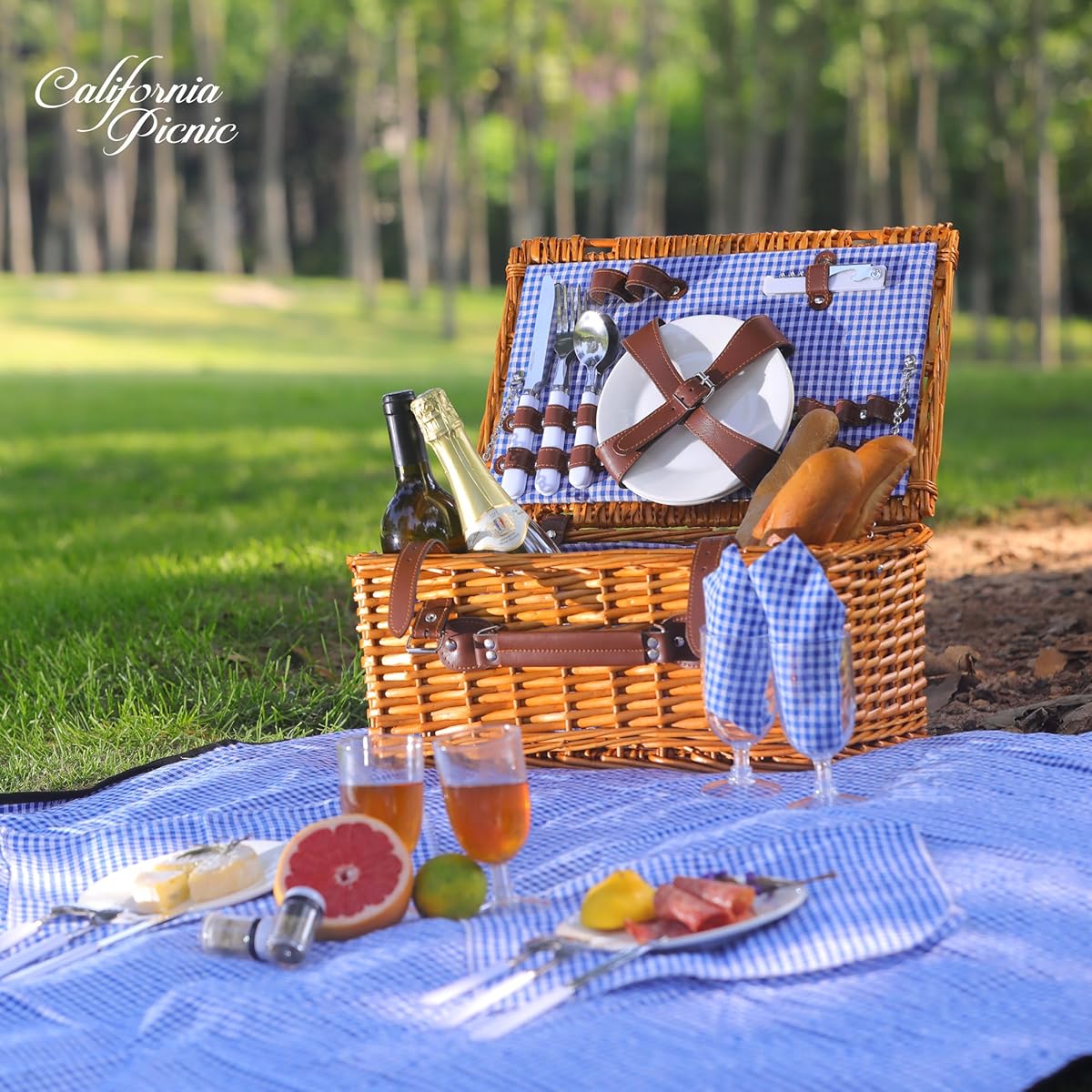 Picnic Basket Set for 4 Person Picnic Hamper Set Folding Picnic