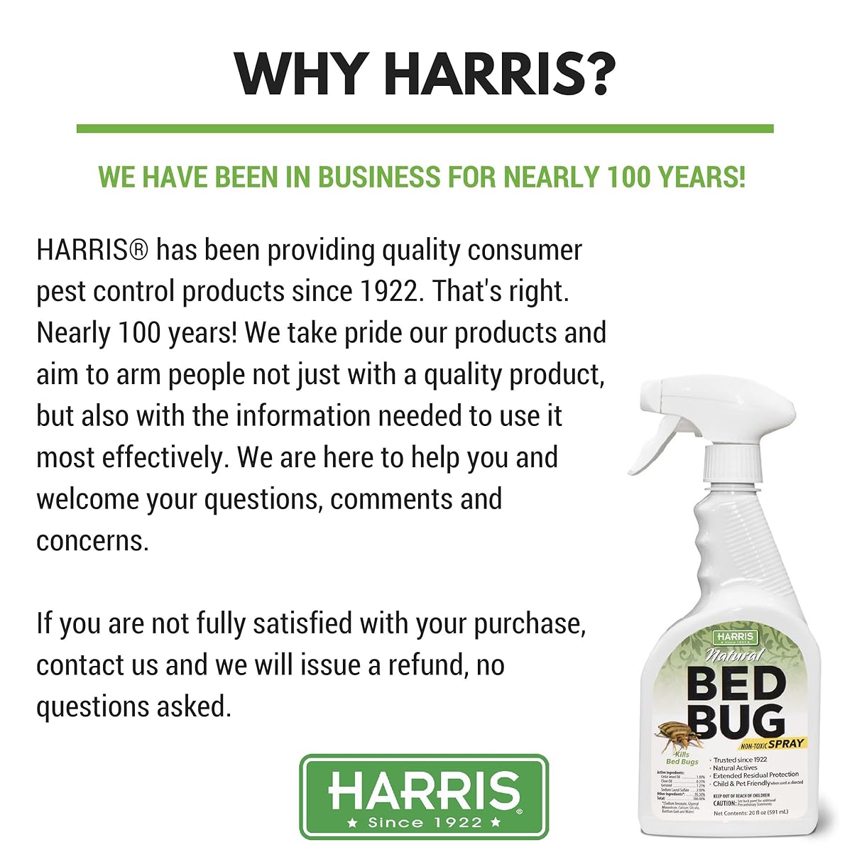 Harris Natural Bed Bug Killer, Fast Acting 20oz NonToxic Spray with
