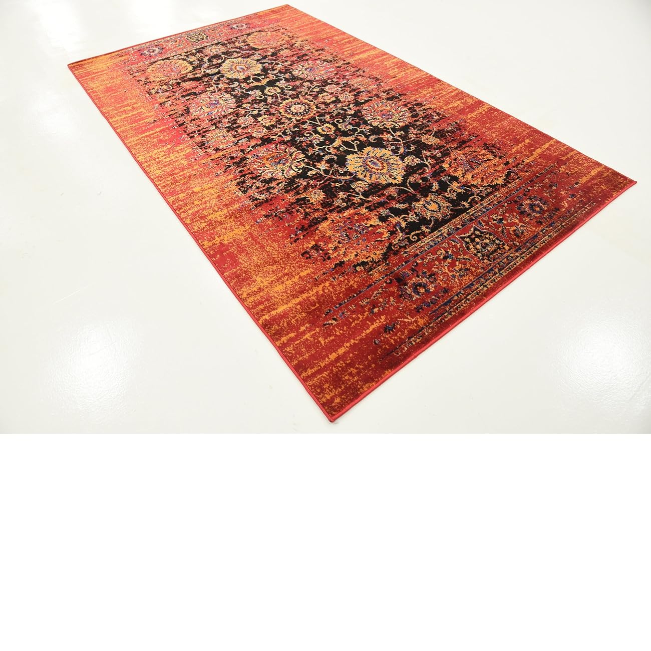 Vintage Contemporary Inspired Overdyed Distressed Rugs Black 4' 11 x 8