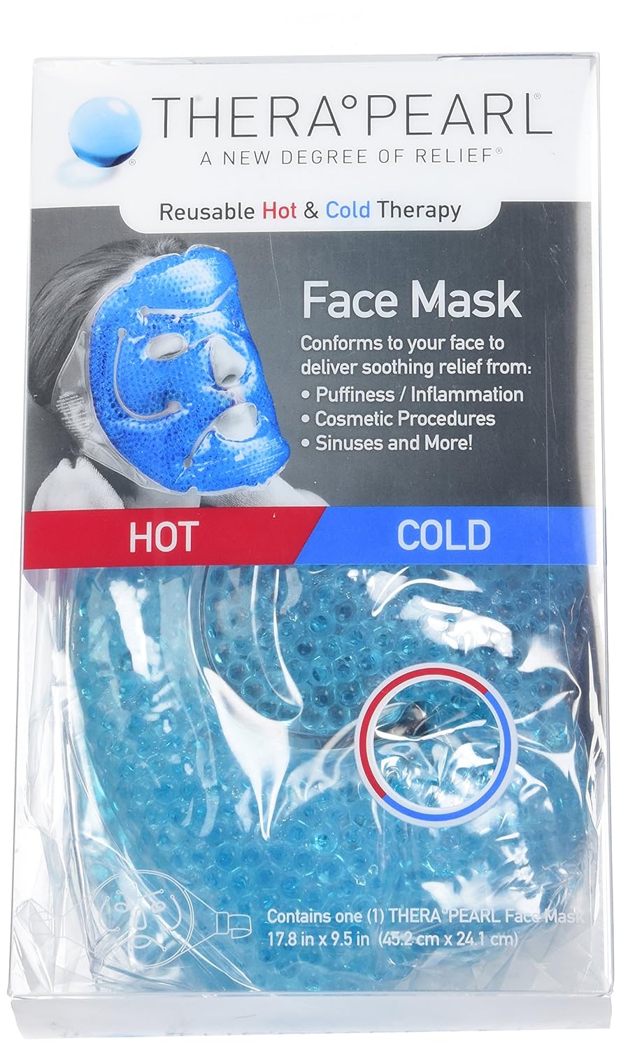 TheraPearl Face Mask, Reusable Hot Cold Therapy Mask