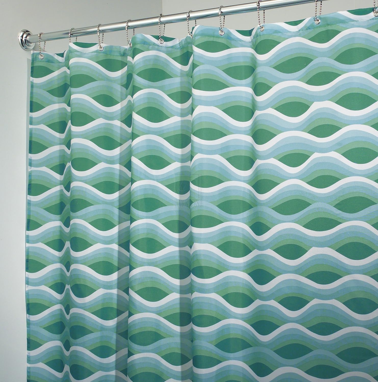 InterDesign Waves Fabric Shower Curtain Blue and Green 72 Inch by 72 Inch Cheap! hoangnam10018