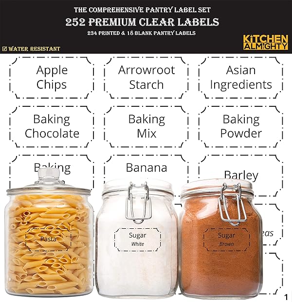 252 Preprinted 3 X 1 5 Clear Pantry Labels Set W Extra Write On