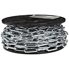 Campbell 0722827 Low Carbon Steel Straight Link Coil Chain in Reel, Zinc Plated, 2/0 Trade, 0.19" Diameter, 40' Length, 520 lbs Load Capacity