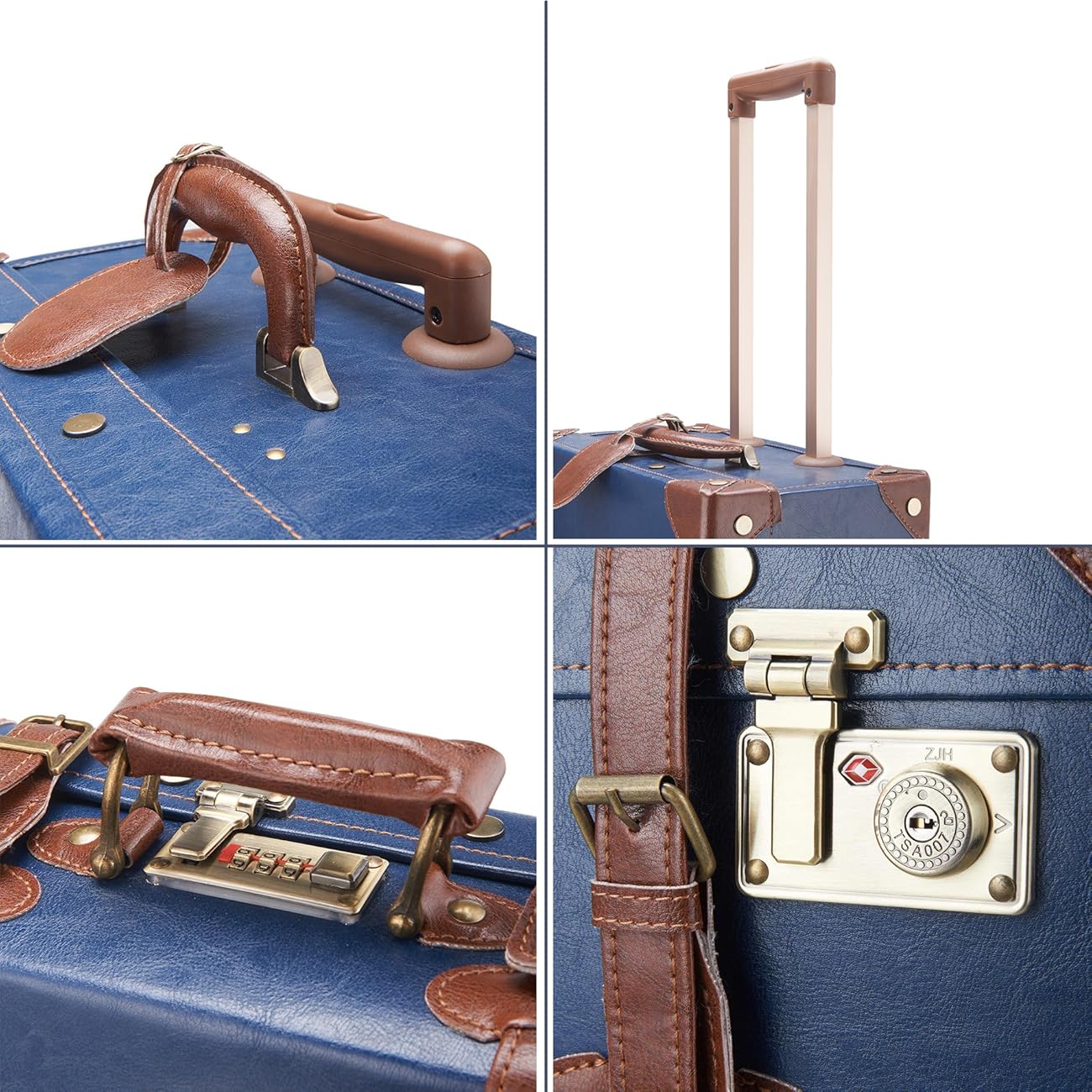 COZ Premium Vintage Luggage Set 24" TSA Locks Wheel Suitcase with 12