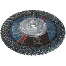 PFERD Polifan PSF Abrasive Flap Disc, Radial Shape, Threaded Hole, Phenolic Resin Backing, Zirconia Alumina, 5" Dia., 40 Grit (Pack of 1)