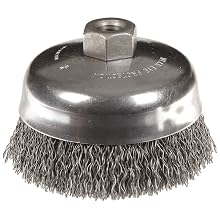 Weiler Vortex Pro Wire Cup Brush, Threaded Hole, Carbon Steel, Crimped Wire