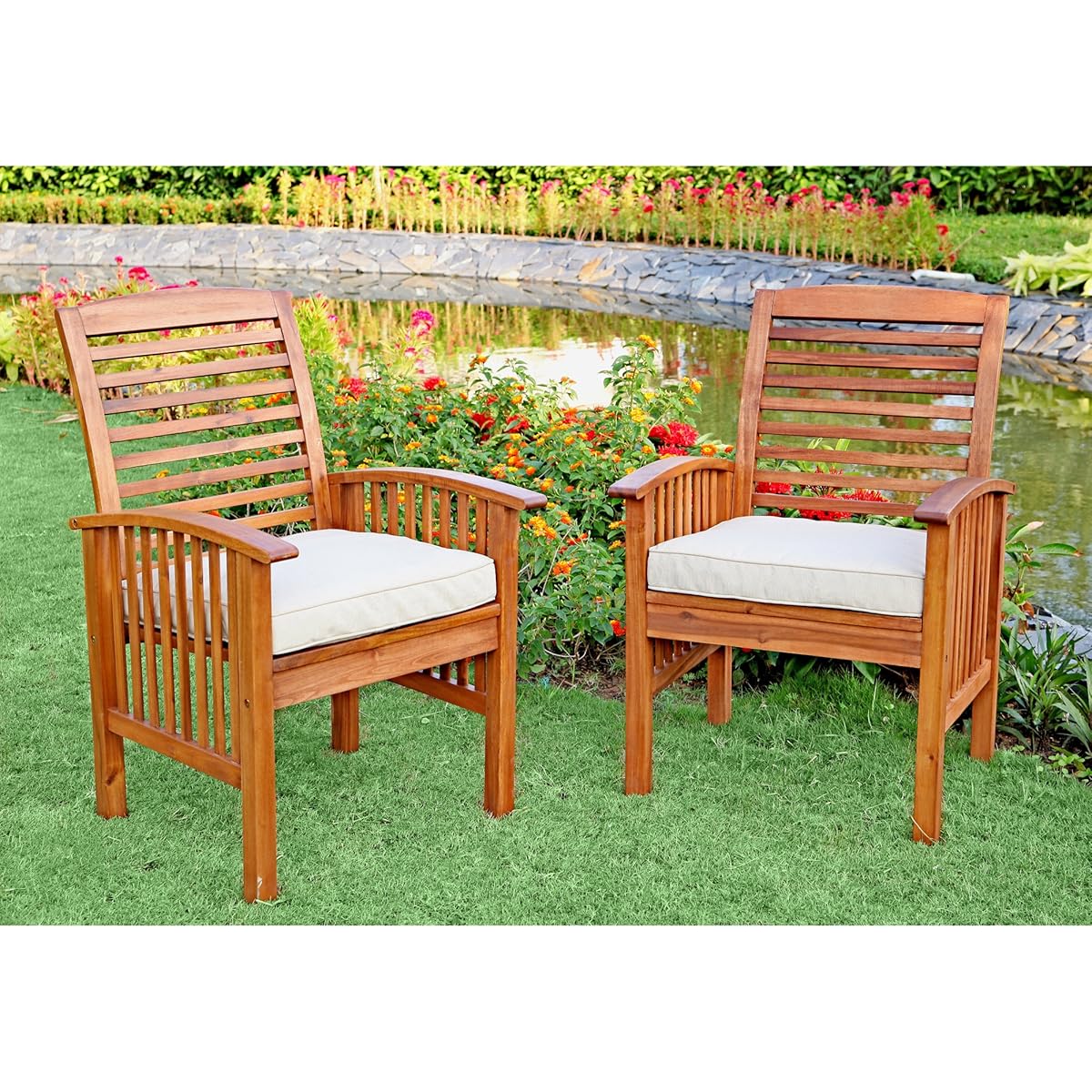 WE Furniture Solid Acacia Wood 6Piece Patio Dining Set