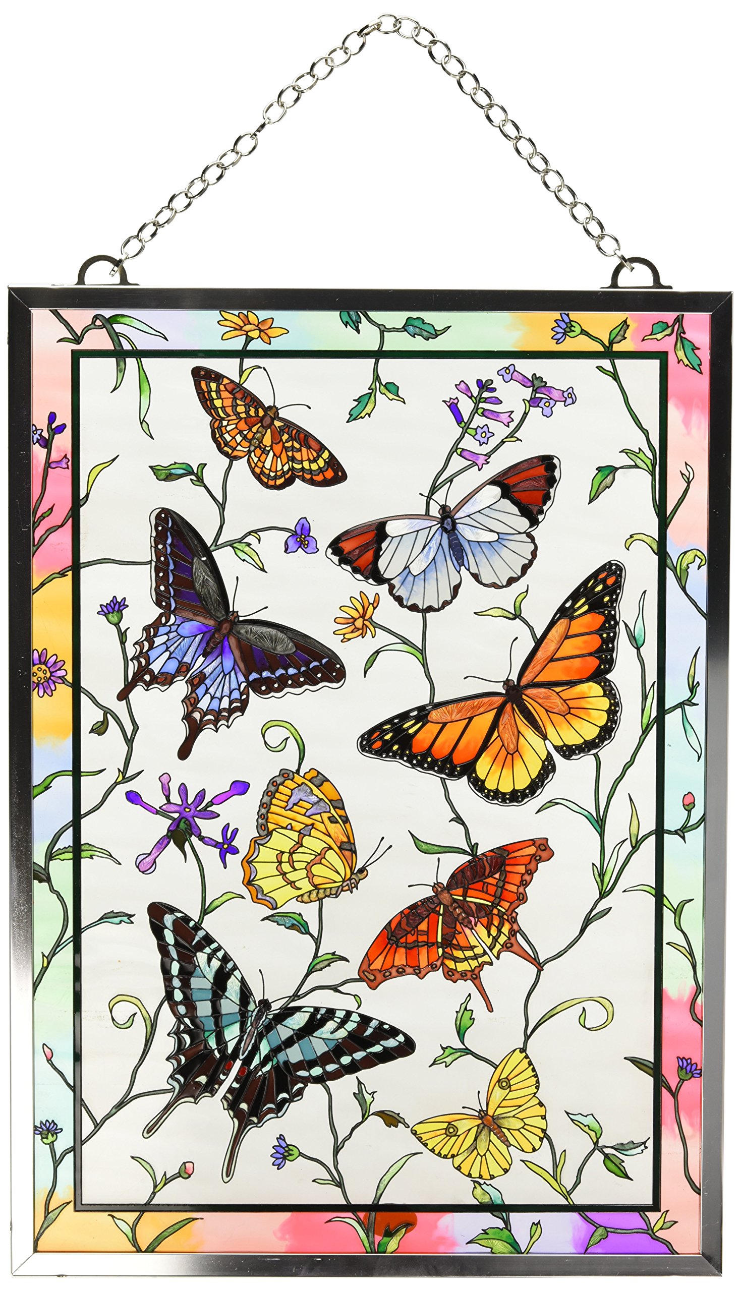 Amia Window Décor Panel Features a Colorful Butterfly Design, 11Inches