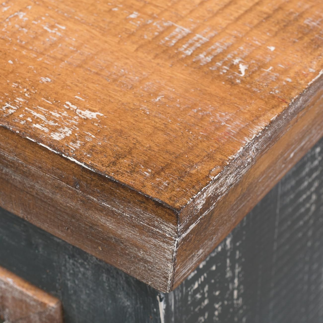 Leo Solid Wood 3 Drawers Chest in Weathered Multicolored Finish