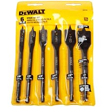 DEWALT DW1587 6 Bit 3/8-Inch to 1-Inch Spade Drill Bit Assortment