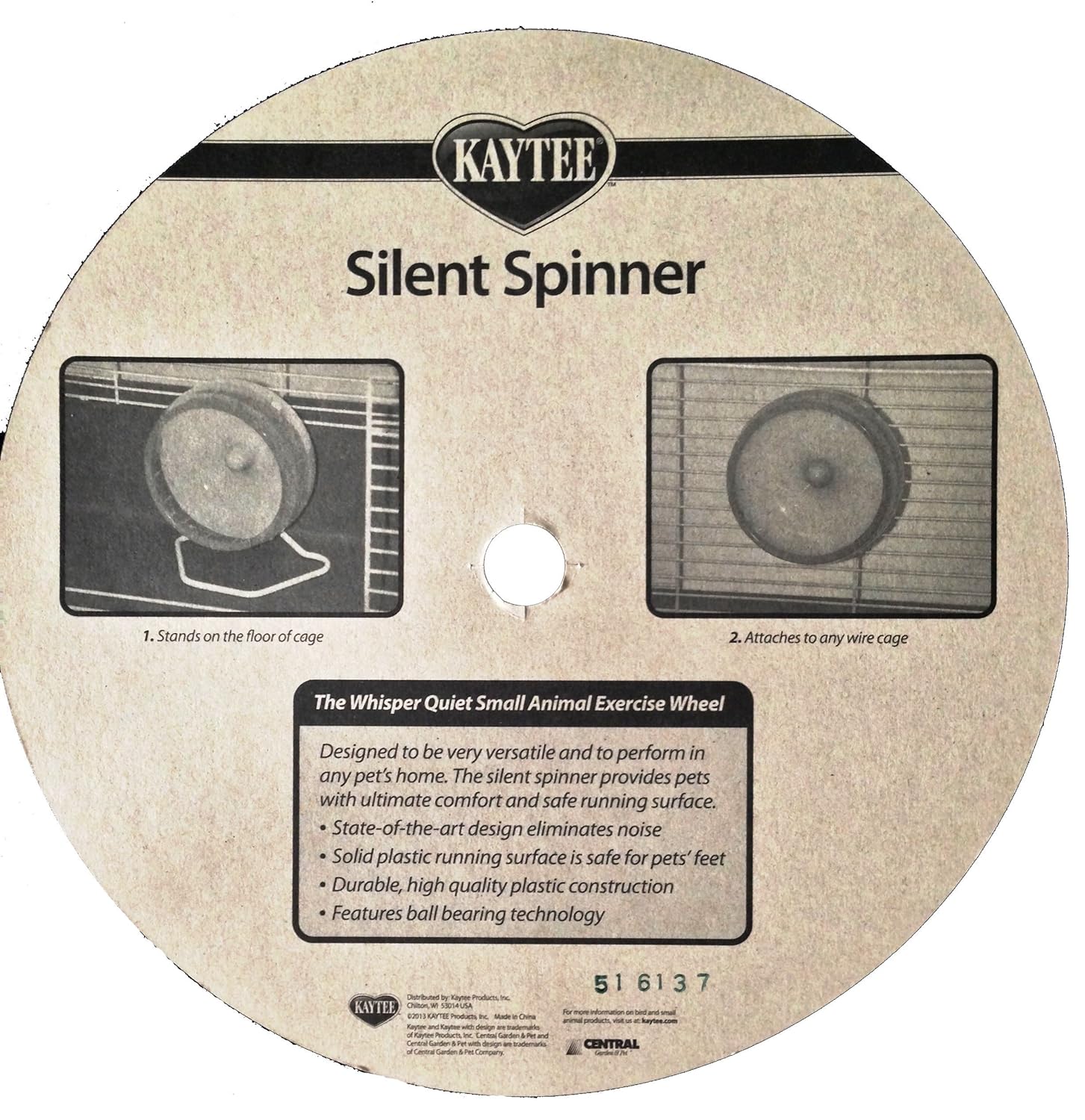 Kaytee Hamster Silent Spinner, 6 1/2 inch Exercise Wheel, Colors Vary