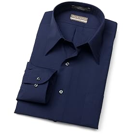 Van Heusen Men's Long Sleeve Wrinkle Free Poplin Fitted Solid Shirt