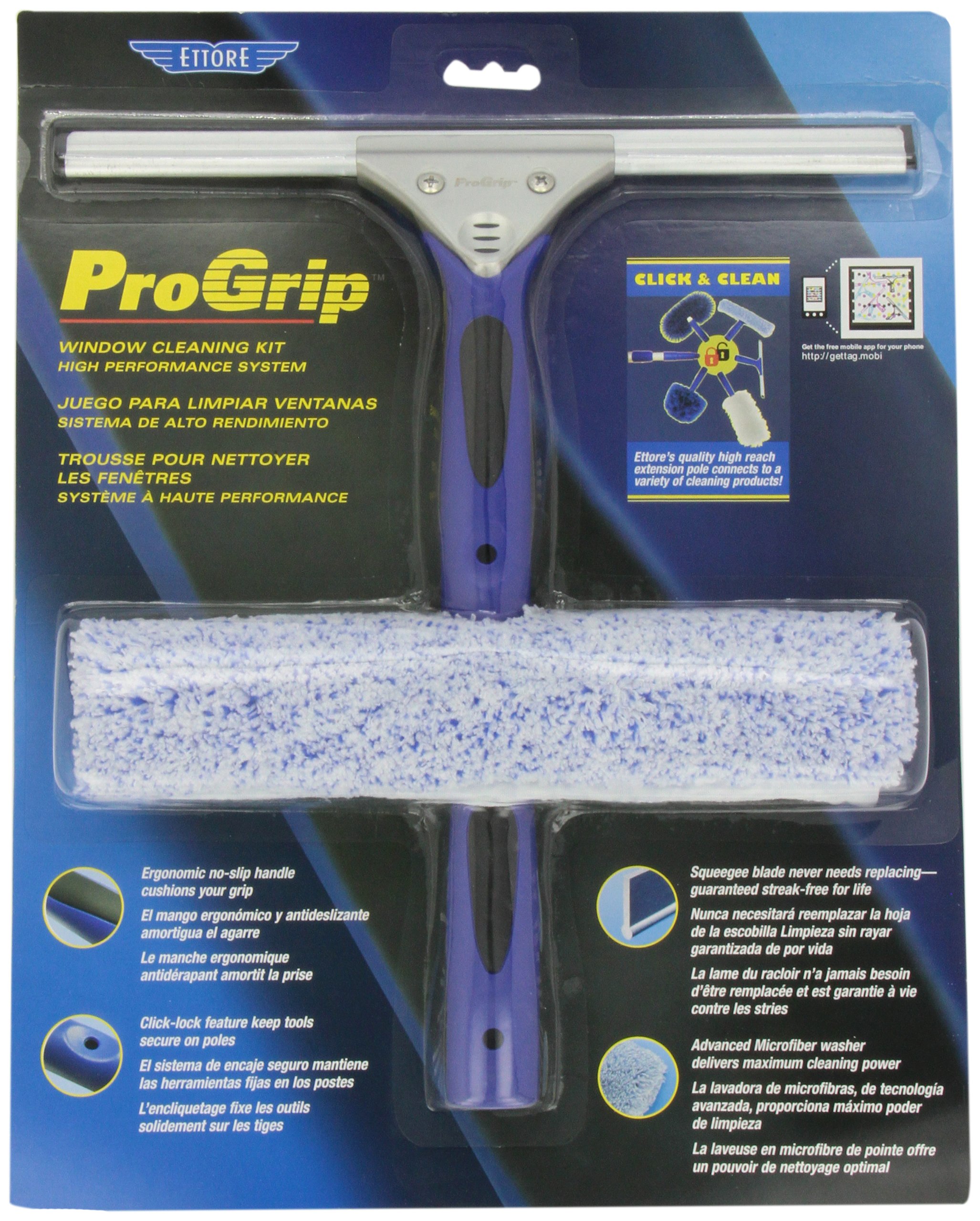 Ettore Professional Progrip Window Cleaning Kit Lasting Silicone