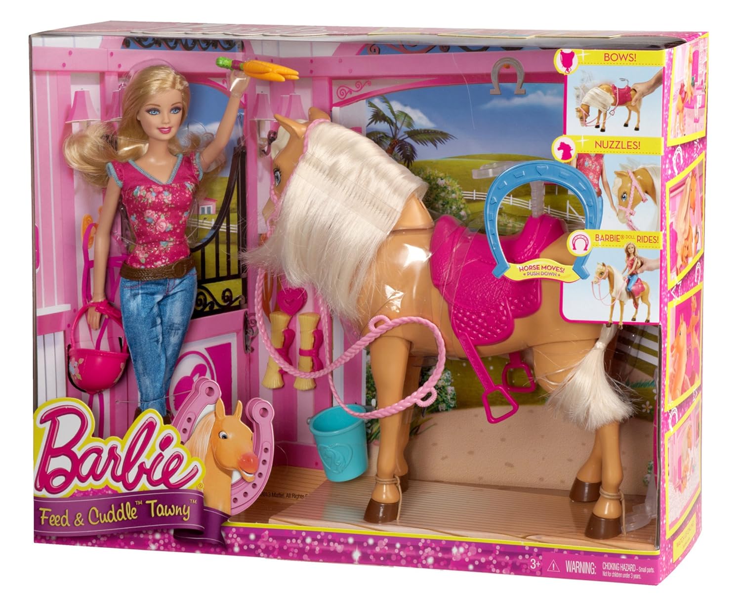 Barbie Feed and Cuddle Tawny Horse and Doll Playset , New, Free Shipping