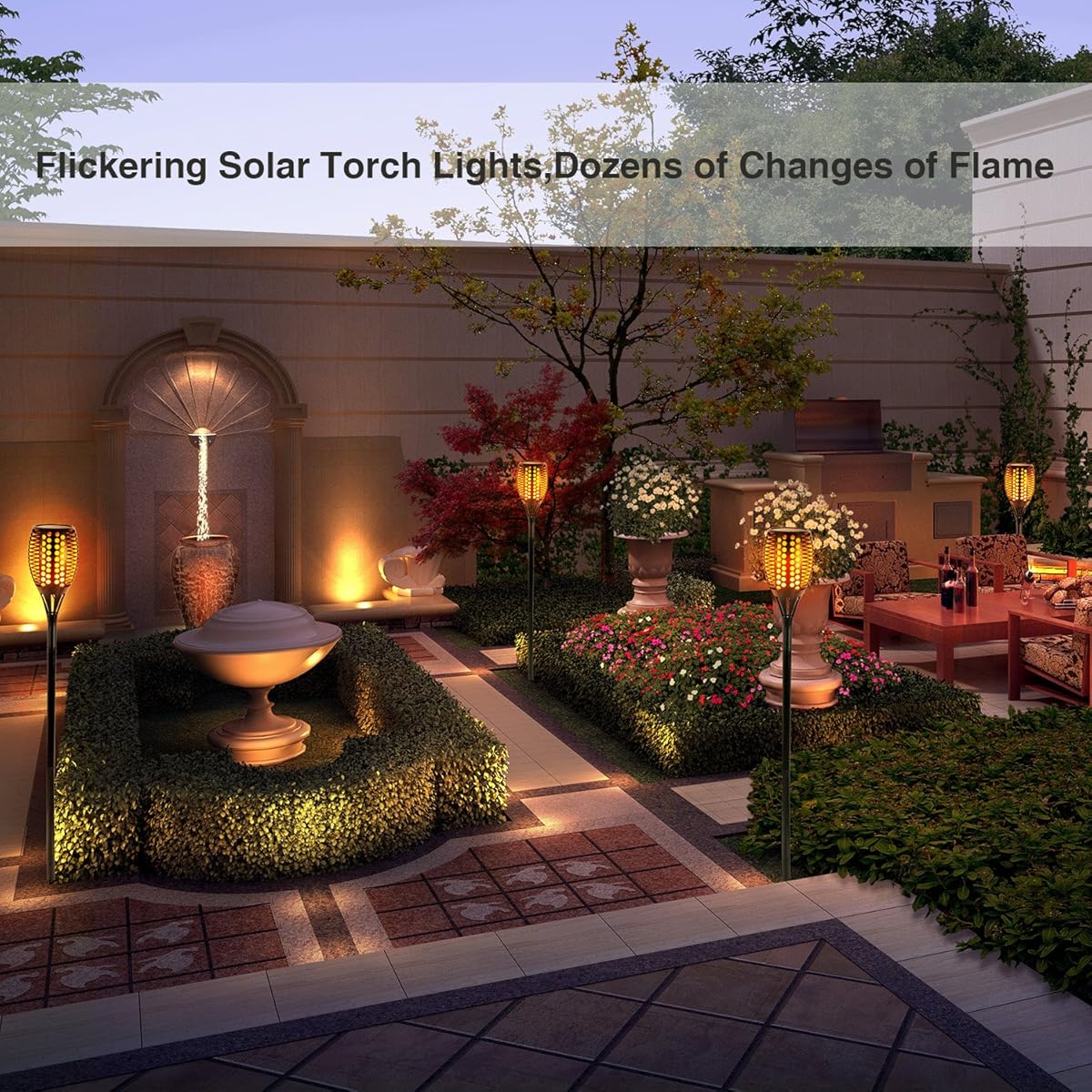 Solar Torch Lights,Balight Dancing Flame Lighting 96 LED Flickering