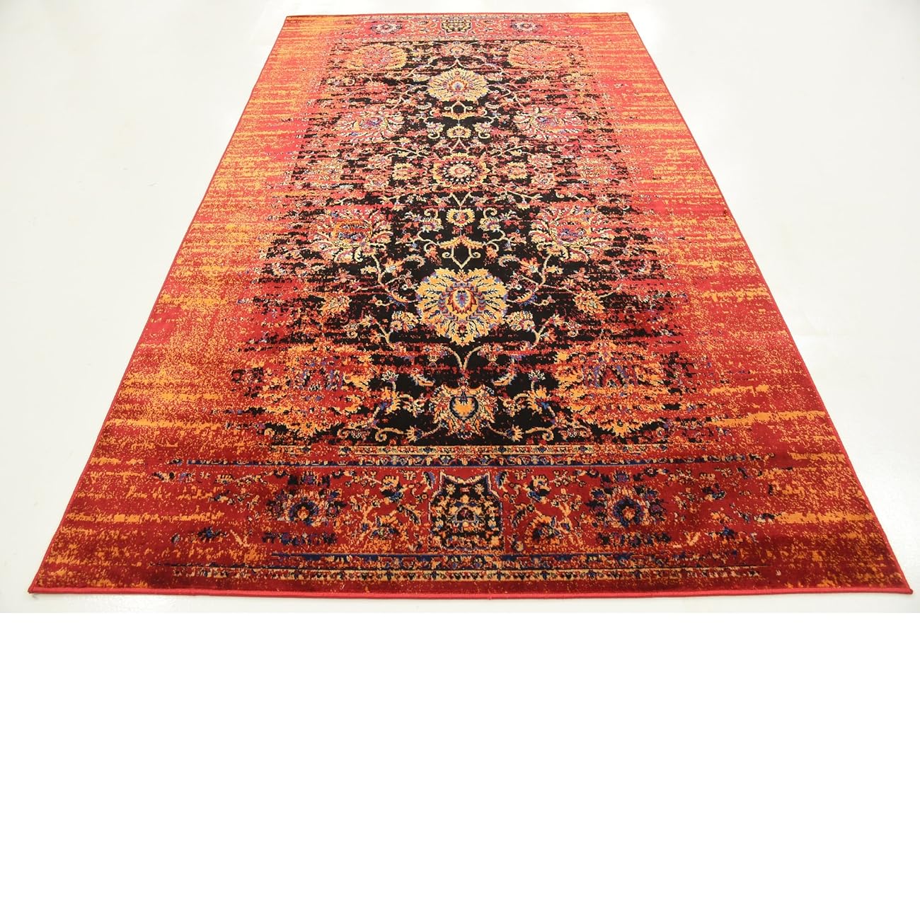 Vintage Contemporary Inspired Overdyed Distressed Rugs Black 4' 11 x 8