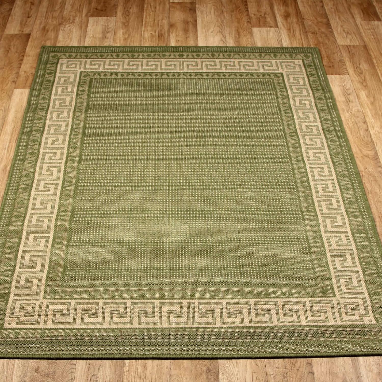GREEN NON SLIP KITCHEN HALL RUGS RUNNER Greek Flatweave AntiSlip Rug