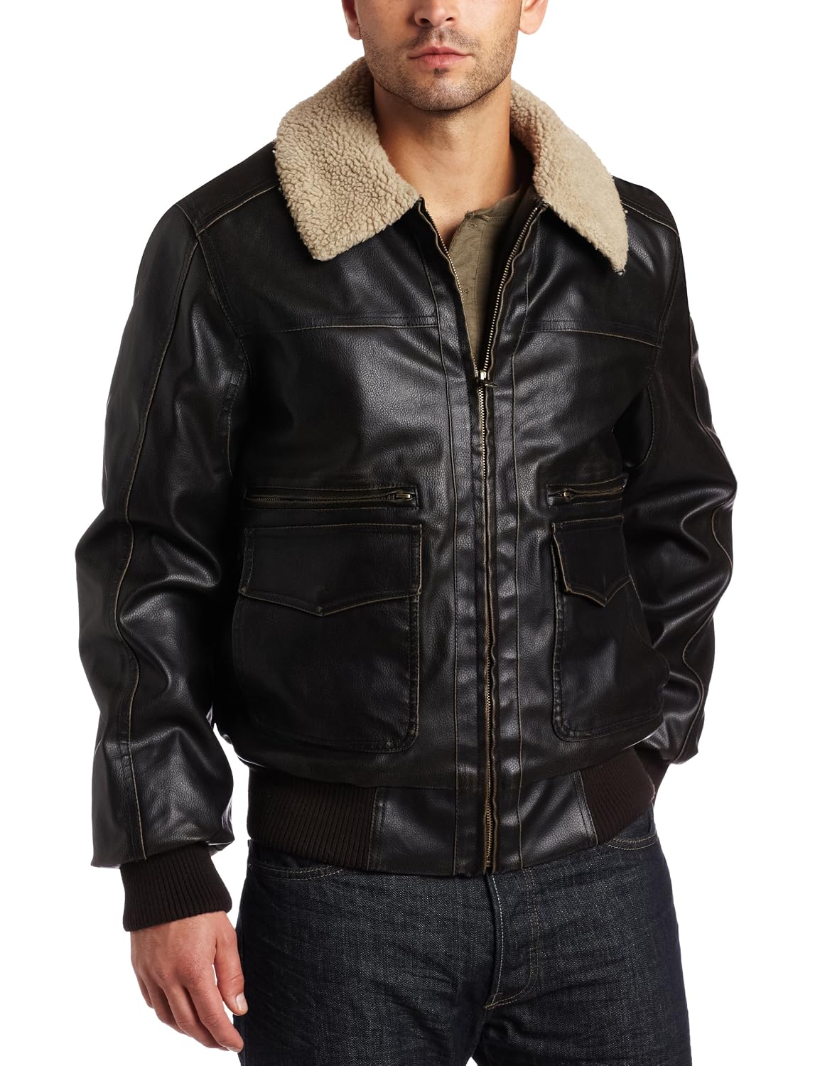 Levis Men's Faux Leather Aviator Bomber