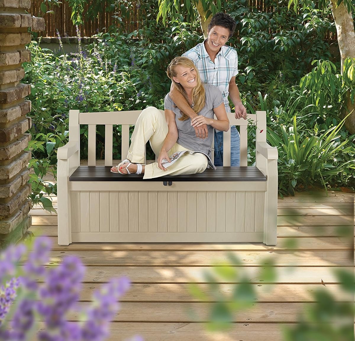 Outdoor Resin All Weather Plastic Seating & Storage Bench