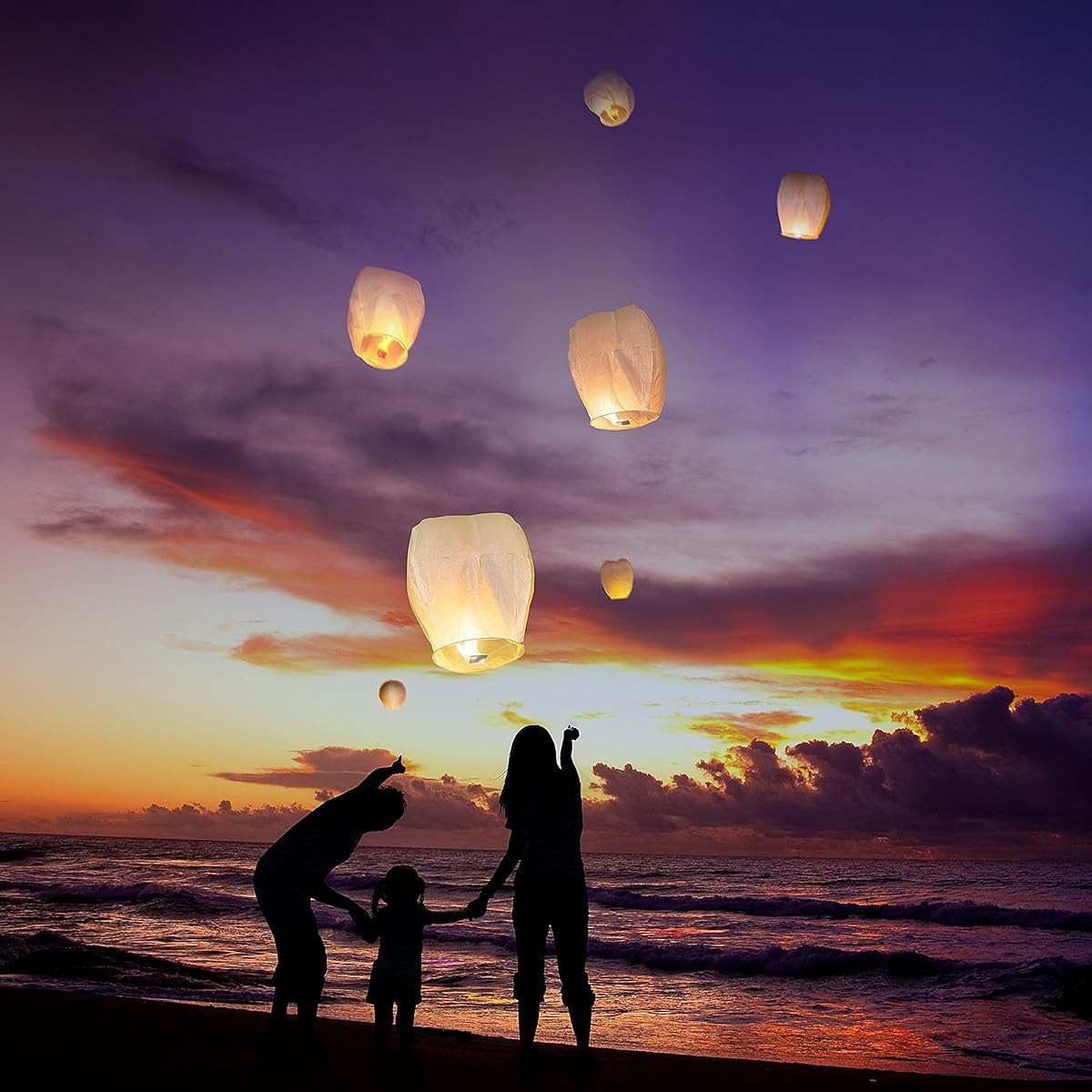 SKY HIGH Coral Entertainments chinese lanterns biodegradable and fully assambeled 10pack White