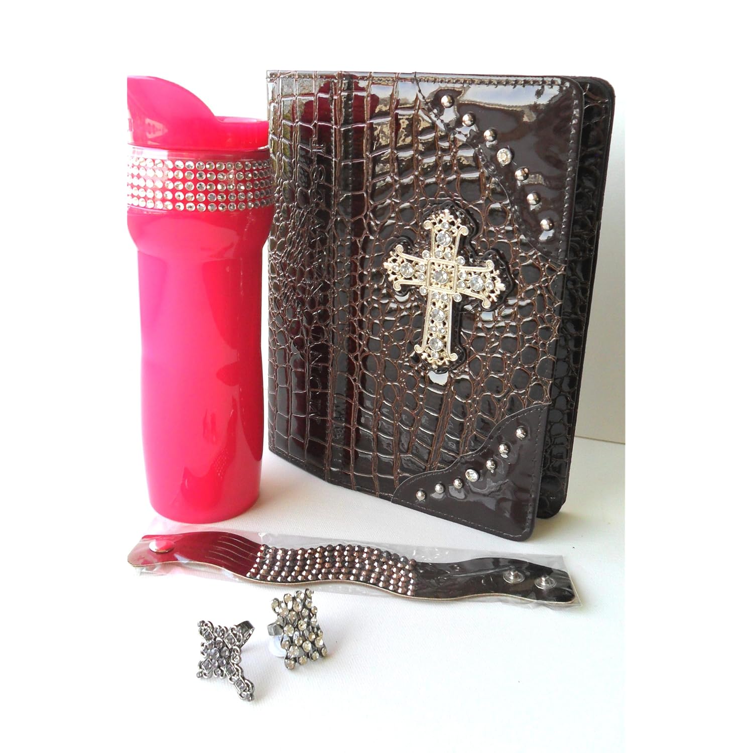 Rhinestone Bling Gift Set w iPad 2 Case & Hot Pink Travel Coffee Mug