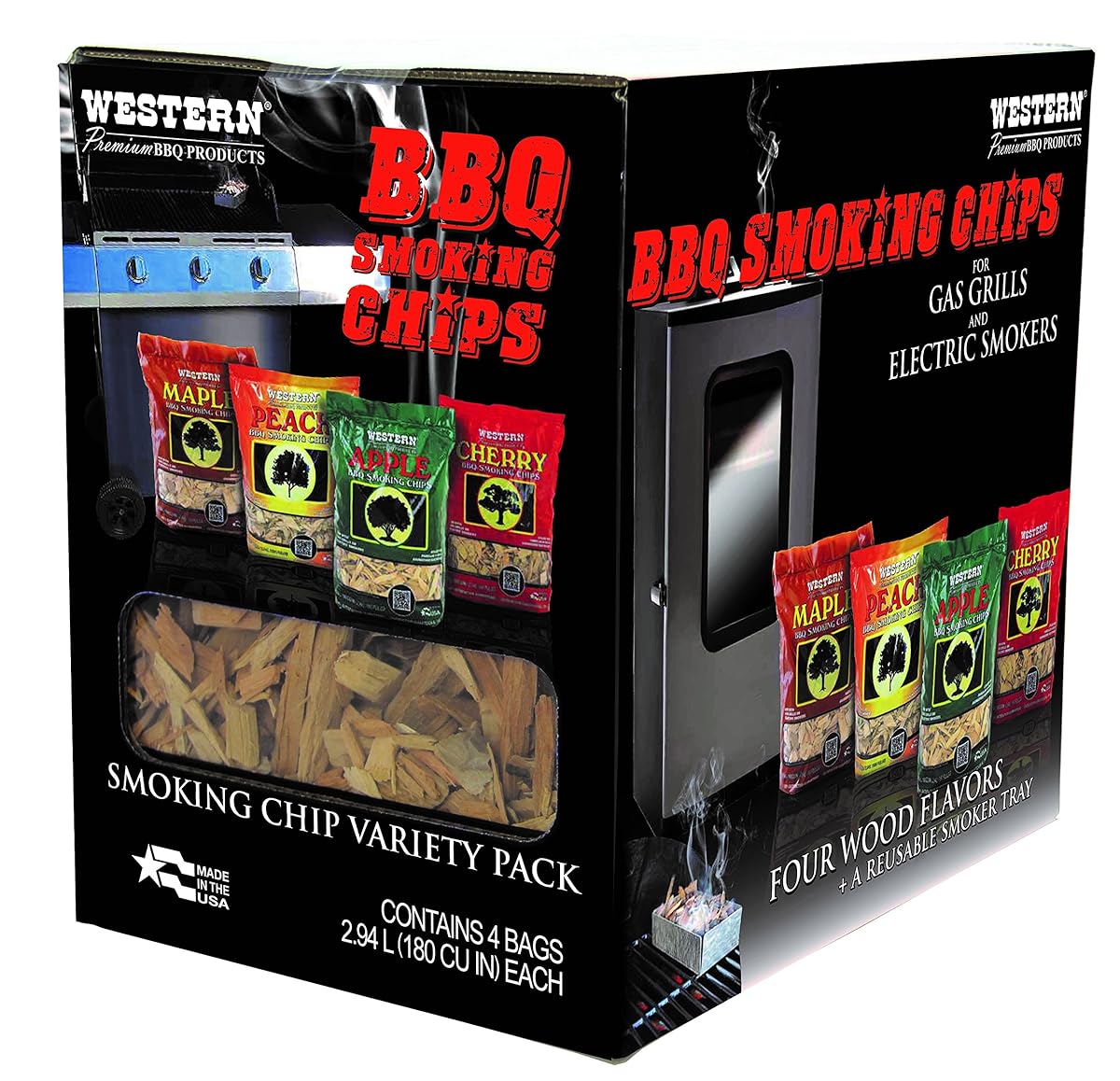 WESTERN 80485 Prime Wood BBQ Smoking Chips Variety Pack