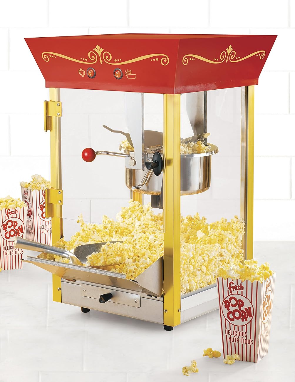 Nostalgia CCP610 59Inch Tall Vintage Collection 8Ounce Kettle Popcorn