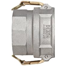 Dixon 400-DVR-AL Aluminum Cam and Groove Hose Fitting, Vapor Recovery Coupler with Probe, 4" Socket x 4" NPT Female