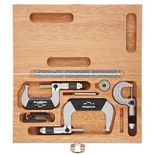 Brown & Sharpe 599-181-901-1 Chrome Frame Outside Micrometer Set, 0-3" Range, 0.001" Graduation