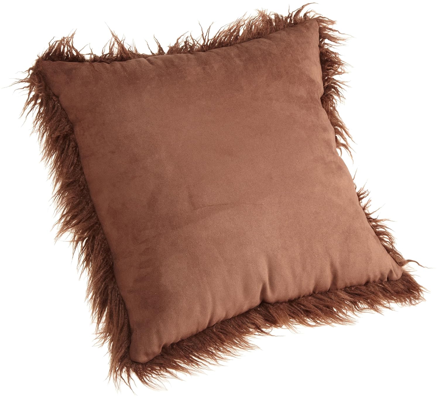 Brentwood Mongolian Chocolate Brown Faux Fur Pillow Cushion Decor Suede