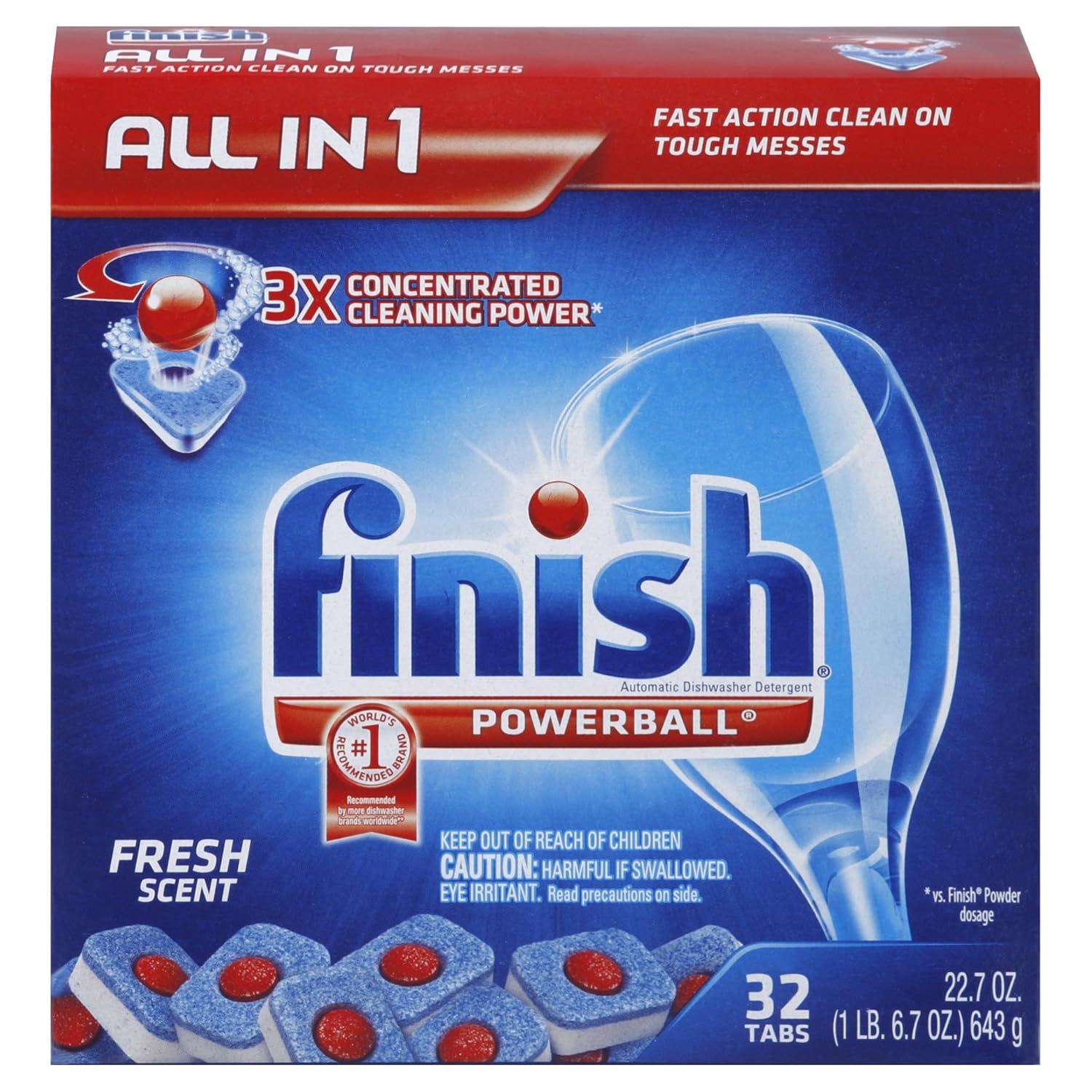 Купить Finish Powerball Tabs Dishwasher Detergent Tablets, Fresh Scent
