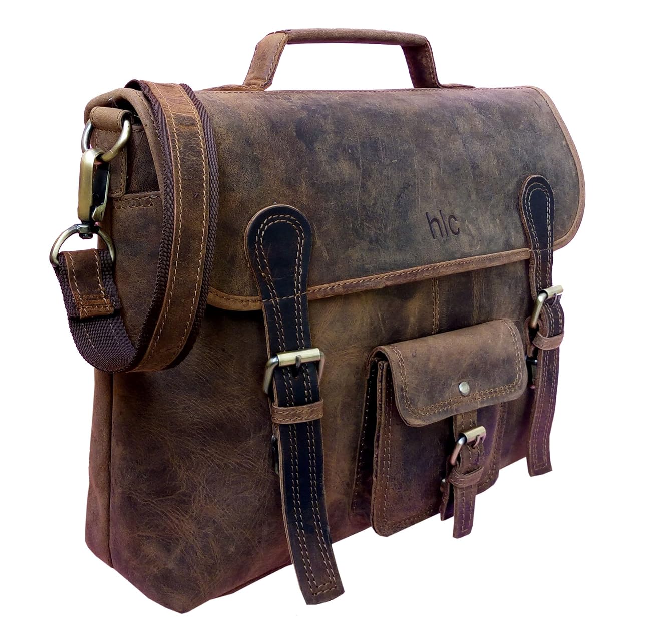 Handolederco. Vintage Leather Laptop Bag 15" Messenger Handmade