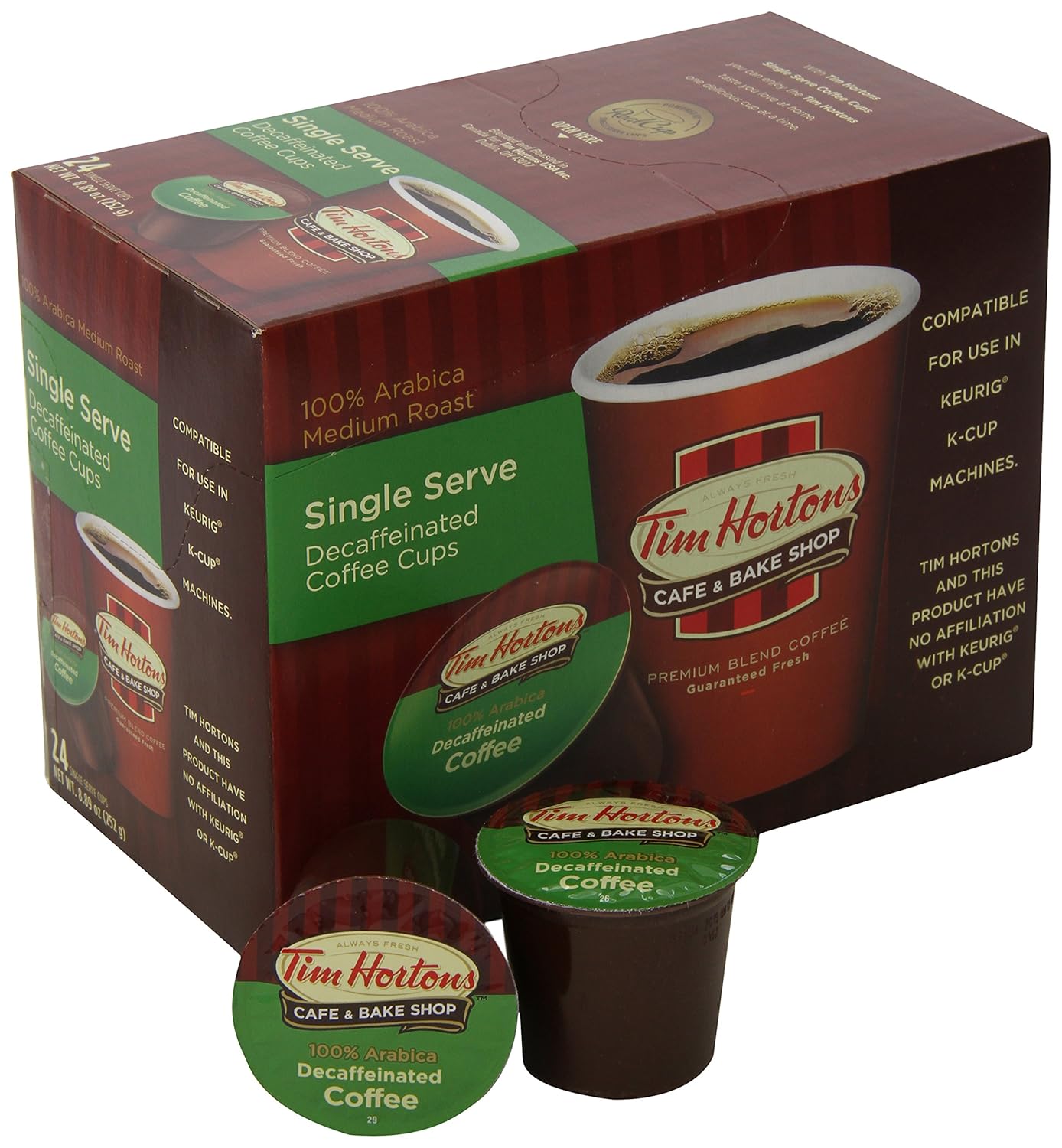 Tim Hortons Decaffeinated Single Serve Coffee Cups, 24 Count , New