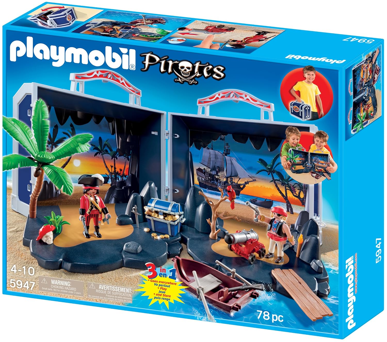 Playmobil Pirate Treasure Chest Playset 5947 78 Piece Set with